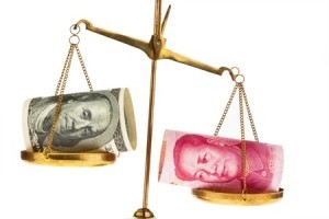 The US Dollar and Yuan on a scale 